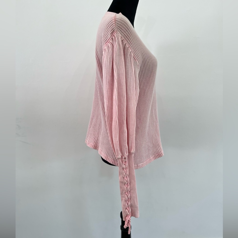 Free People Tasha Thermal Waffle Top – Pink | Size Medium